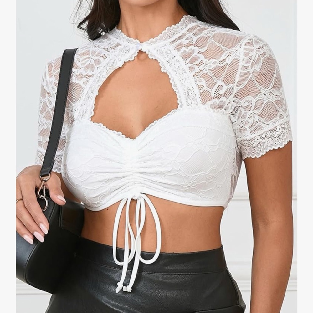 NWT-Elegant White Lace Crop Top